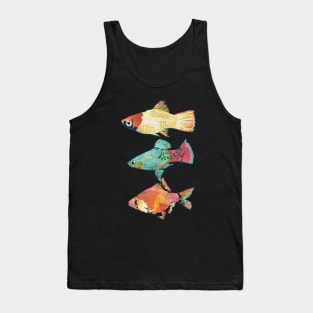 Three Fish- 2 Platty and 1Tiger Barb- The fish trio Tank Top